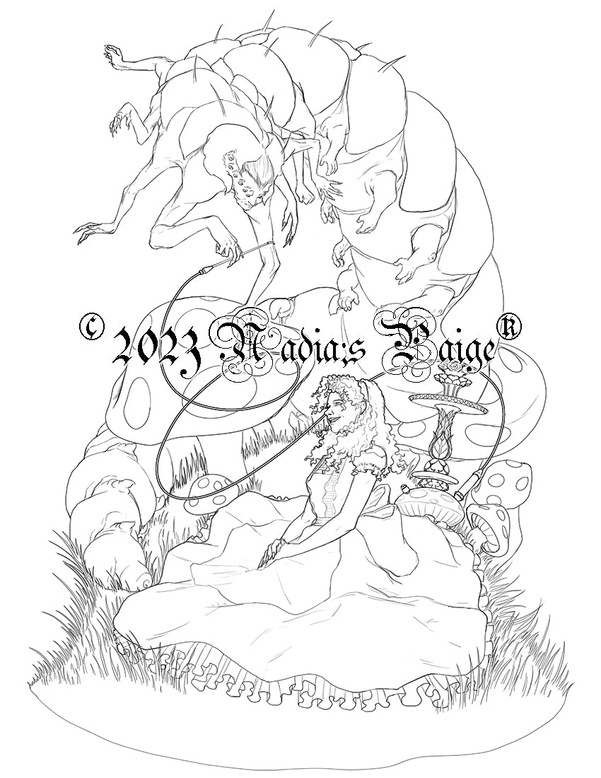Alice in Wonderland: The Caterpillar Coloring Page