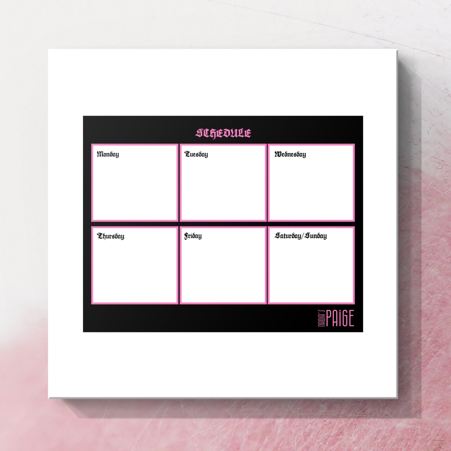 Pink and Black Gothic Style Calendar